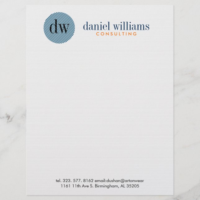 Minimal Modern Blue Circle & White Customized Letterhead (Front)