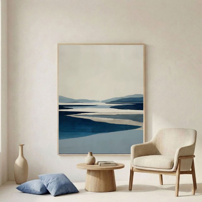 Minimal Modern Blue River Basin Abstract Wall Art (Creator Uploaded)