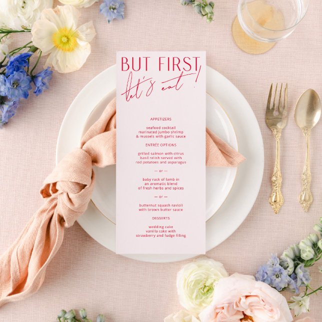 Minimal Modern Blush PInk & Magenta Wedding Menu (Creator Uploaded)