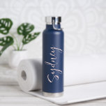 Minimal Modern Blush Pink Script Personalised Name Water Bottle<br><div class="desc">Beautiful and stylish personalised script name water bottle. The design features a minimal and modern design with a personalised name in elegant and modern script calligraphy.</div>