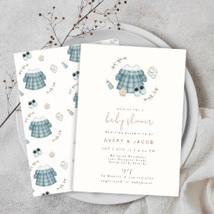 Minimal Modern Boho Clothes Pattern Baby Shower Invitation