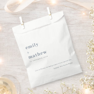 Minimal Modern Bold Grey Blue Typography Wedding Favour Bag
