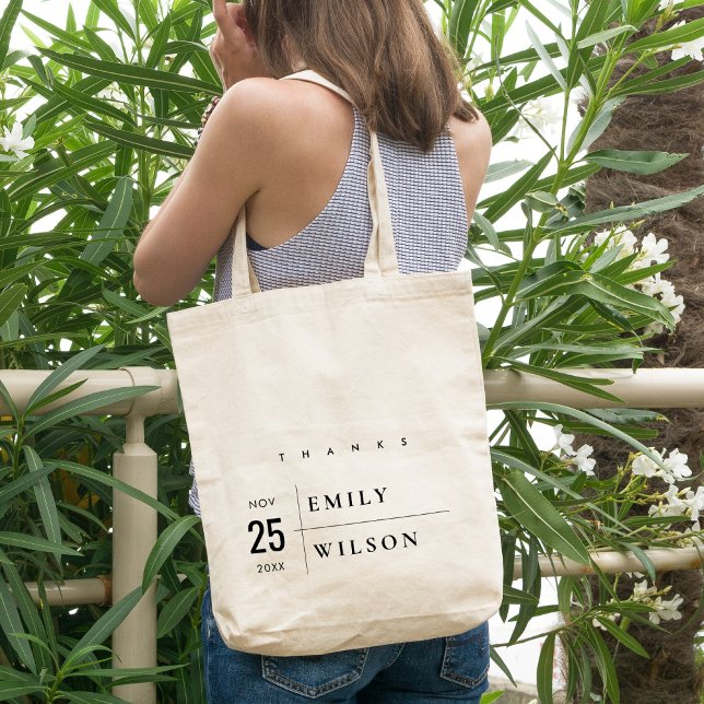 MINIMAL MODERN BOLD TYPOGRAPHY WEDDING THANKS TOTE BAG (Creator Uploaded)
