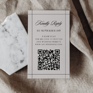 Minimal modern border QR code wedding rsvp card