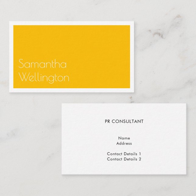 Minimal Modern Bright Yellow Sunny Typography Business Card (Front/Back)