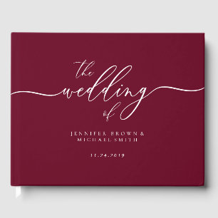 Minimal Modern Burgundy Wedding Guest Book