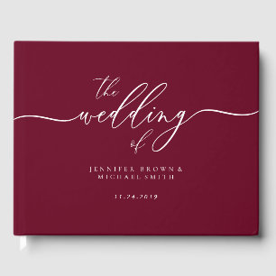 Minimal Modern Burgundy Wedding Guest Guest Book