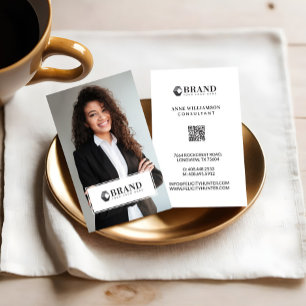Minimal Modern Business Photo Custom Logo QR Code Business Card