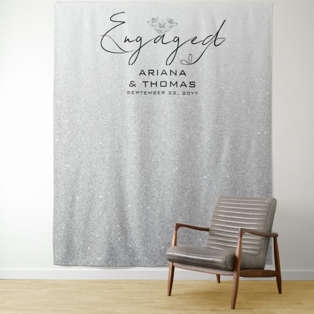  Minimal Modern Calligraphy Engagement Backdrop Tapestry (In Situ)