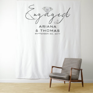  Minimal Modern Calligraphy Engagement Backdrop Tapestry