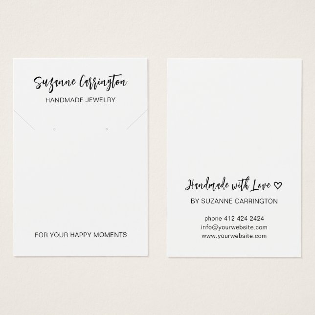 Minimal Modern Calligraphy Jewellery Display Card (Front & Back)
