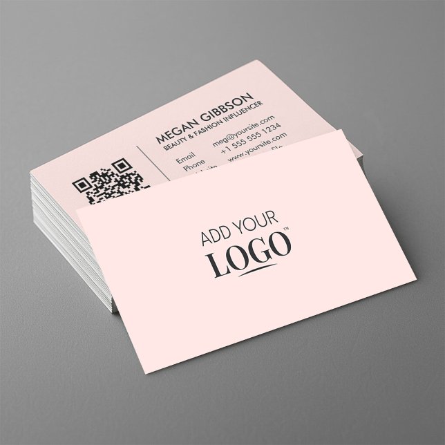 Minimal Modern Chic Pink Social Media QR Code Logo Business Card (Creator Uploaded)