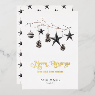 Minimal modern Christmas ornaments holiday card