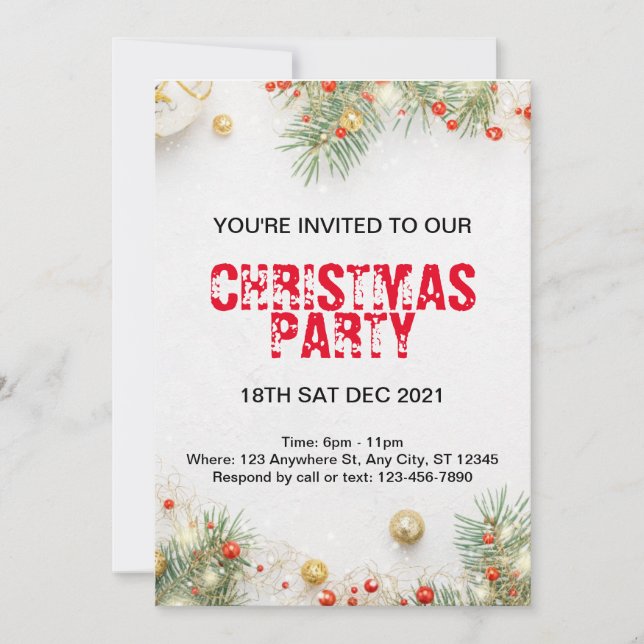 Minimal Modern Christmas Party Invitation (Front)