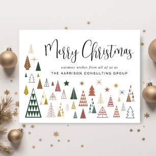 Minimal Modern Christmas Trees Business Corporate Holiday Card