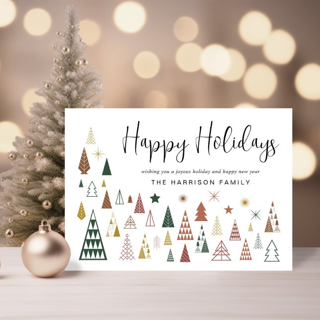 Minimal Modern Christmas Trees Holiday Card (Spread the love and joy of the season with your friends and family near and far)