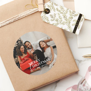 Minimal Modern Classic Family Photo  Round Sticker