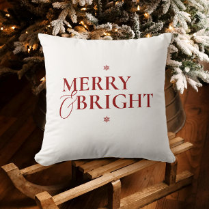 Minimal Modern Classic Script Merry & Bright Cushion