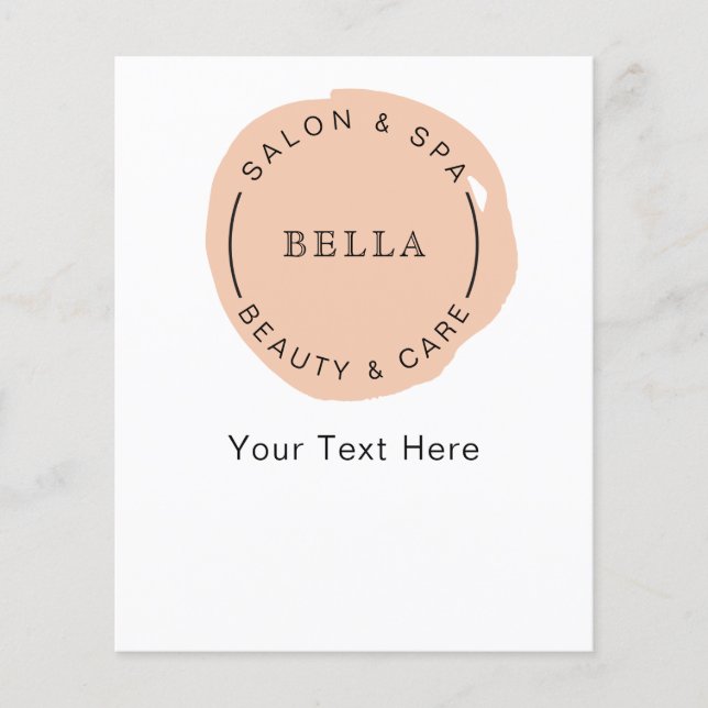 Minimal Modern Coral Salon Spa Coupons Flyer (Front)