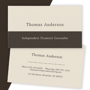 Minimal Modern Counsellor Linen Espresso Business Card