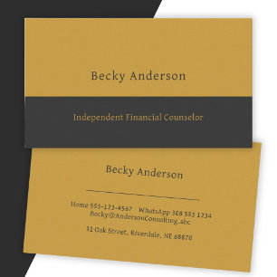Minimal Modern Counsellor Mustard Charcoal Business Card