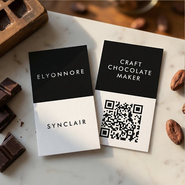 Minimal Modern Craft Chocolate Maker Qr Code Business Card (Creator Uploaded)