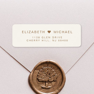 Minimal Modern Cream Gold Wedding Return Address Label