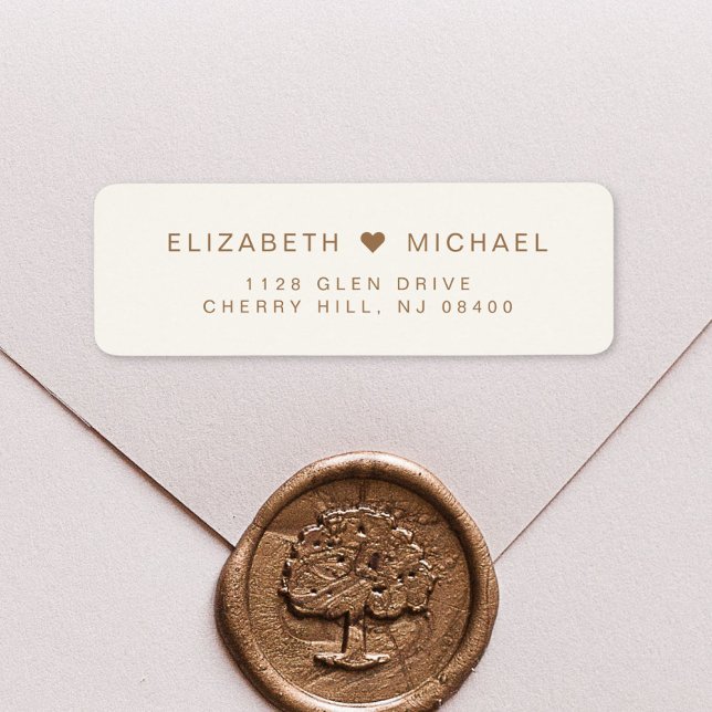 Minimal Modern Cream Gold Wedding Return Address Label (Creator Uploaded)