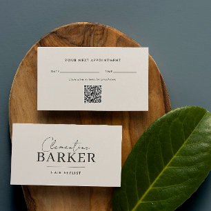 Minimal Modern cream scrip matching Appointment Business Card