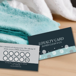Minimal Modern Dark Blue Cleaning Services  Loyalty Card