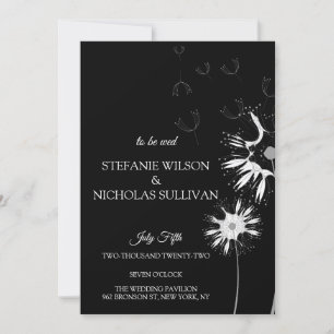 Minimal Modern Delicate Floral Monogram Wedding Invitation