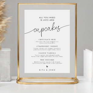 Minimal Modern Dessert Cupcake Menu Wedding Sign