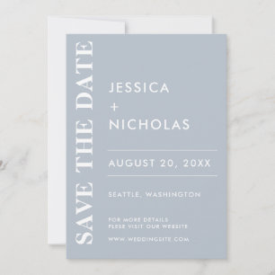 Minimal Modern Dusty Blue Elegant Wedding Save The Date