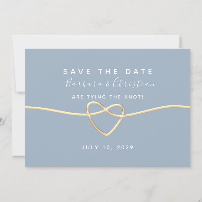 Minimal Modern Dusty Blue Wedding Save The Date (Front)