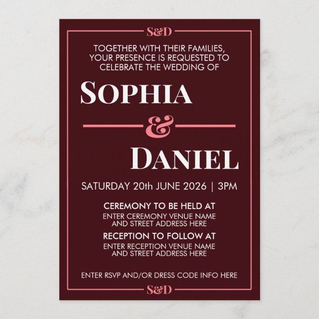 Minimal Modern Editable Wedding Invitation (Front)