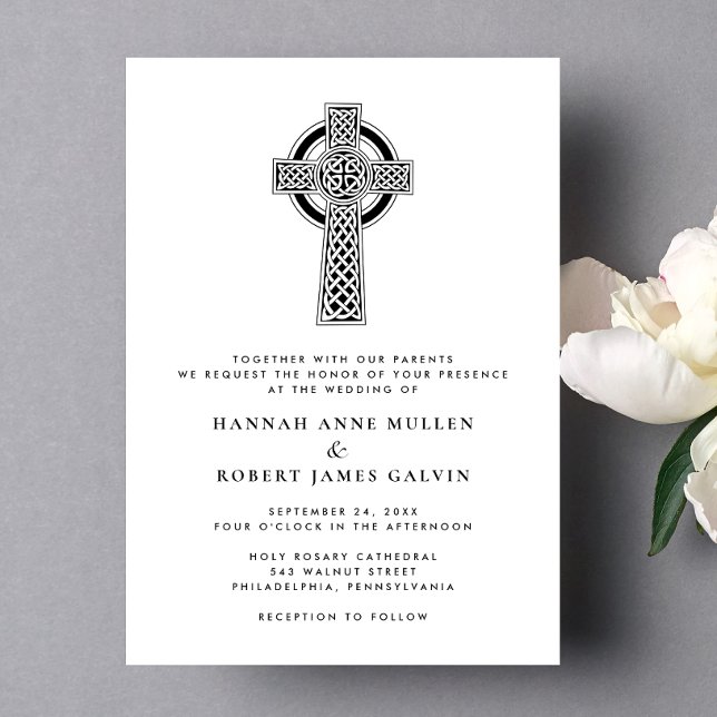 Minimal Modern Elegant Celtic Cross Wedding Invitation (Creator Uploaded)
