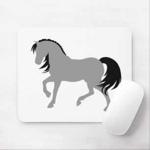 Minimal Modern Elegant Chic Simple Grey Horse Mouse Pad