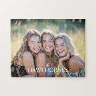 Minimal Modern Elegant Family Photo Jigsaw Puzzle