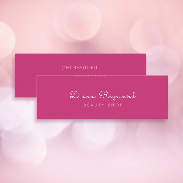 minimal modern, elegant plain beauty pink feminine mini business card (Creator Uploaded)