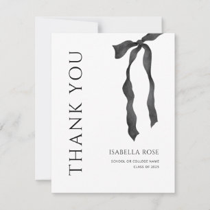 Minimal Modern Elegant Simple Bow Graduation  Thank You Card