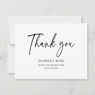 Minimal Modern Elegant Simple Graduation  Thank You Card