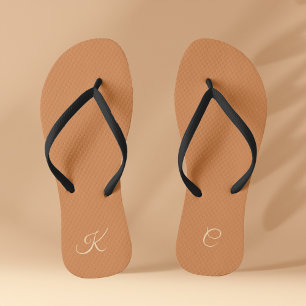 Minimal Modern Elegant Terracotta Simple Monogram Thongs