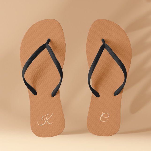 Minimal Modern Elegant Terracotta Simple Monogram Thongs (Minimal Modern Elegant Terracotta Simple Monogram Flip Flops)