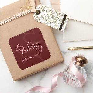 Minimal Modern Elegant Typography Valentine's Day Square Sticker