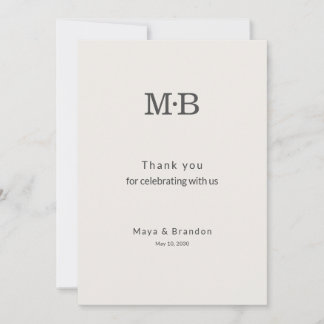 Minimal Modern Elopement Wedding Thank You Card