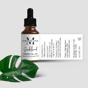 Minimal Modern Essential Oil Dropper Bottle Return Address Label