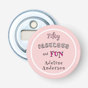 Minimal Modern Fifty Fabulous Fun Pink 50 Birthday Bottle Opener