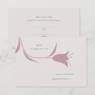 Minimal Modern Floral Mauve & Dusty Blue RSVP Card