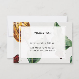 Minimal Modern Floral Tulip Wedding Thank You - Card