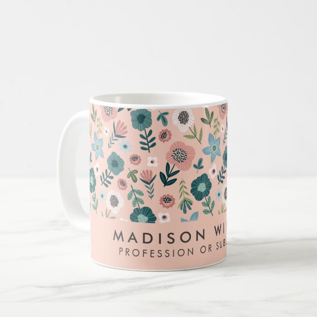Minimal Modern Flowers Coffee Mug (Front Left)